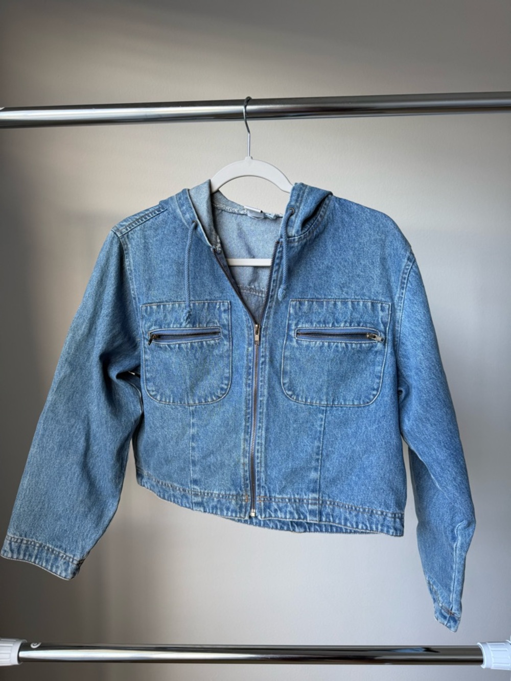 Newport News Light Blue Denim Jacket with Zip Front